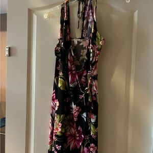 Bar III Black Floral Backless Dress